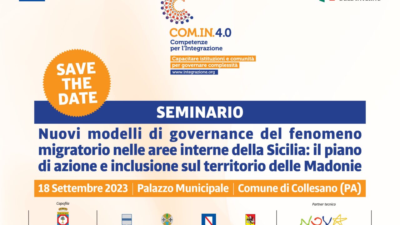 Nuovi modelli di governance del fenomeno migratorio nelle aree interne della Sicilia: seminario il 18 settembre